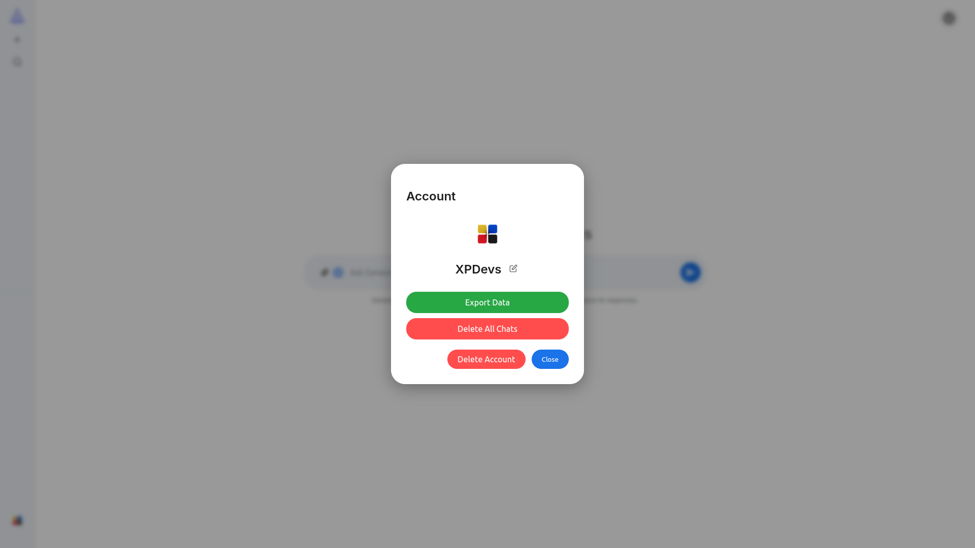 Account screen