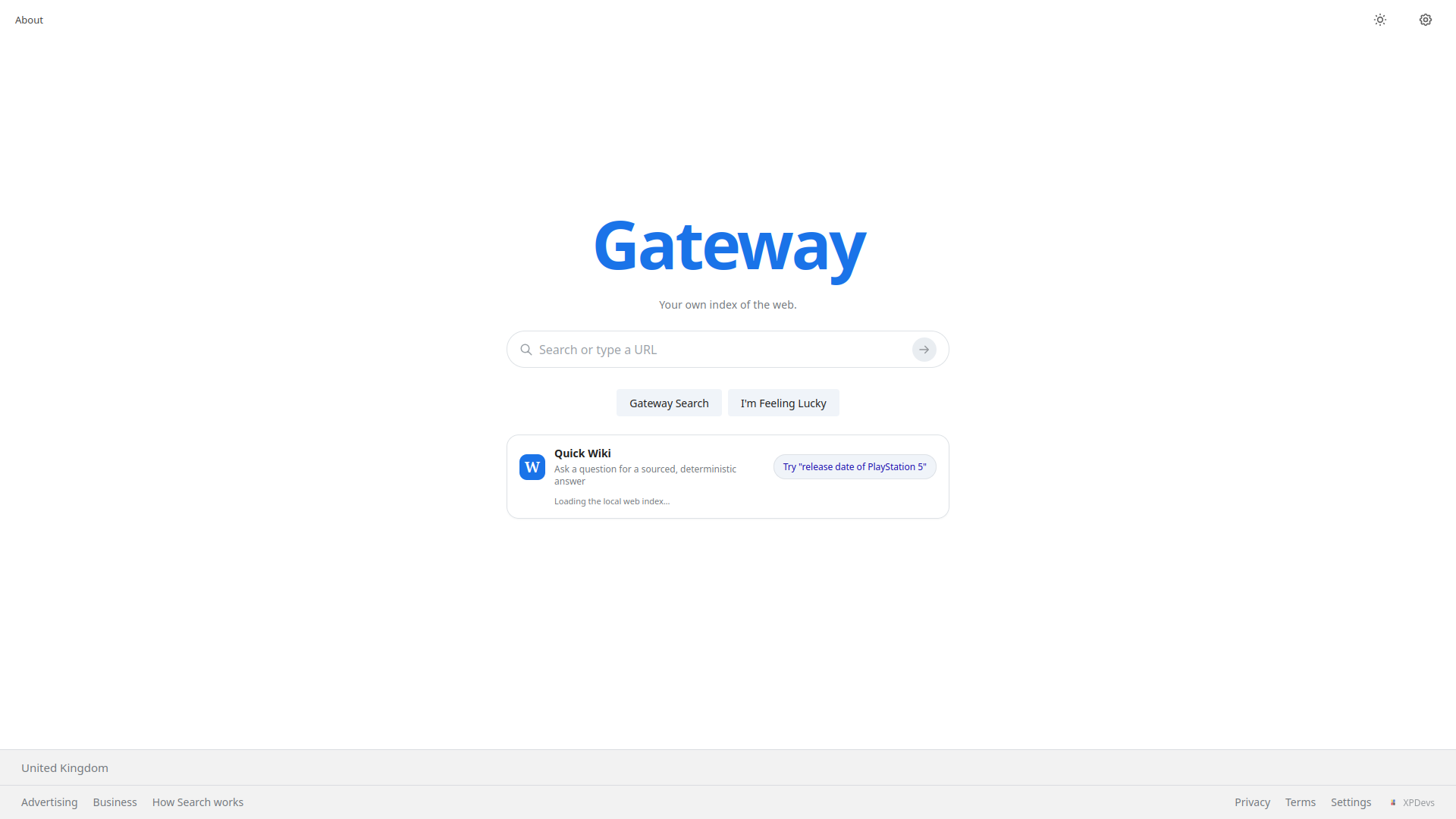 Gateway Search homepage